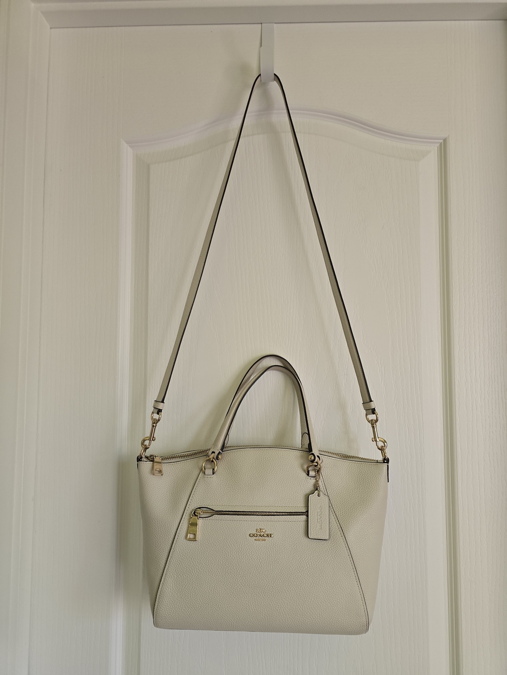 EUC Coach Prairie Satchel In Polished Pebble Leather - Chalk White, Style 58874 - Picture 5 of 16